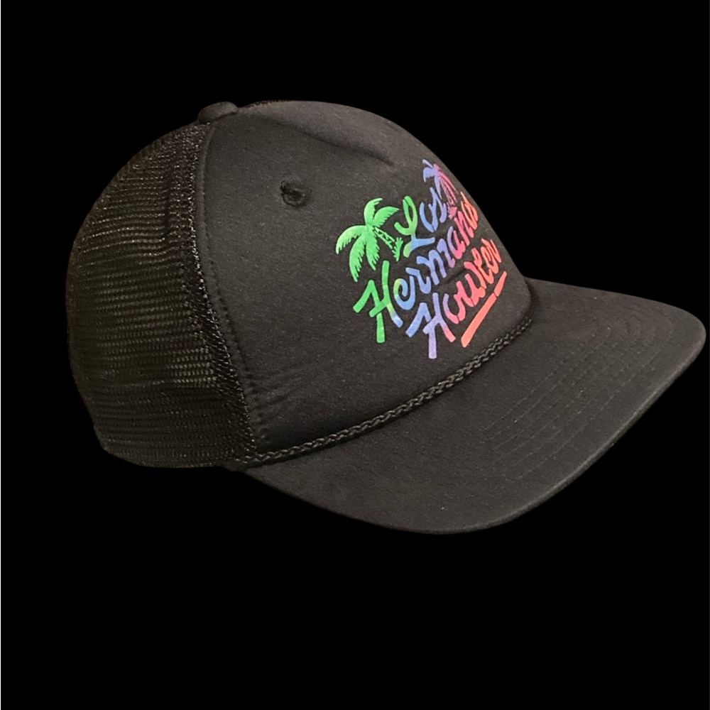 Howler Brothers Black Trucker Hat with Multicolor Logo tropical